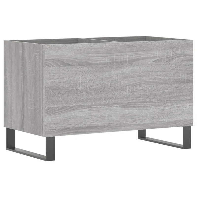 Armoire à disques pratique vintage 74,5 x 38 x 48 cm style industriel en bois d'ingénierie gris 02_0049139