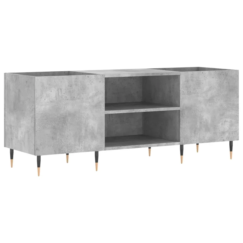 Armoire à disques classique moderne 121 x 38 x 48 cm grande capacité finition stable en bois gris béton 02_0049088