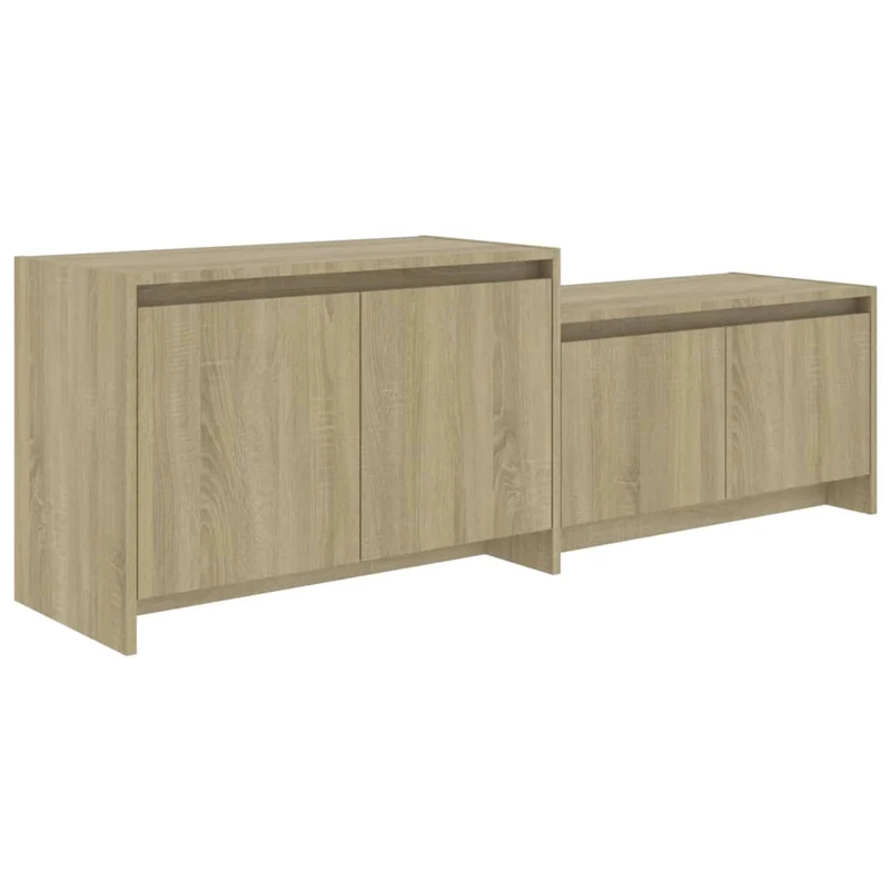 Meuble TV multimédia étagère télévision buffet téléviseur salle à manger salon chambre chêne sonoma 146,5 x 35 x 50 cm bois d'ingénierie beige 02_0027479
