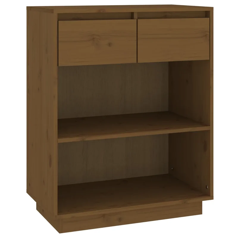 Armoire console en bois de pin massif rustique rangement salon 60 x 34 x 75 cm en bois marron miel 02_0048117