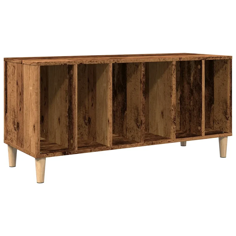 Armoire à disques vintage pratique 100 x 38 x 48 cm finition bois en bois d'ingénierie vieux bois 02_0051062