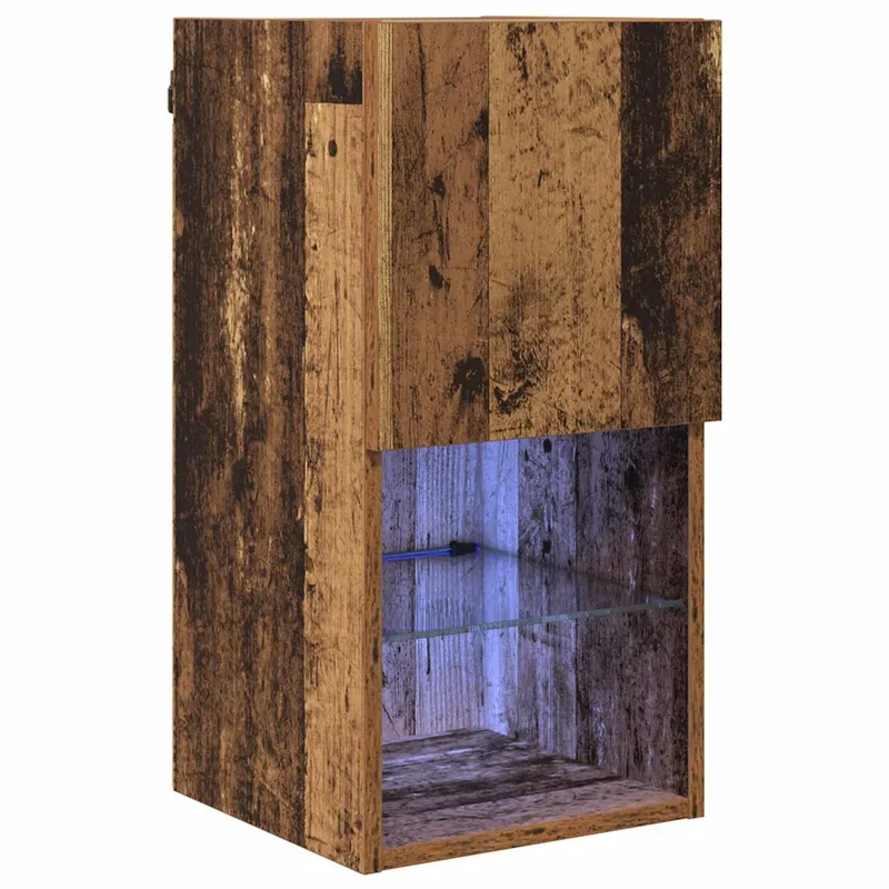 Meuble TV mural rectangulaire moderne avec étagères pratiques 30,5 x 30 x 60 cm en bois d'ingénierie bois ancien 02_0052804