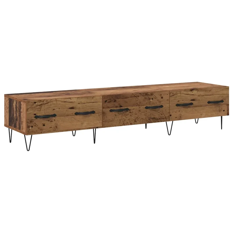 Meuble TV minimaliste pratique avec tiroirs 150 x 36 x 30 cm en bois d'ingénierie ancien 02_0052772