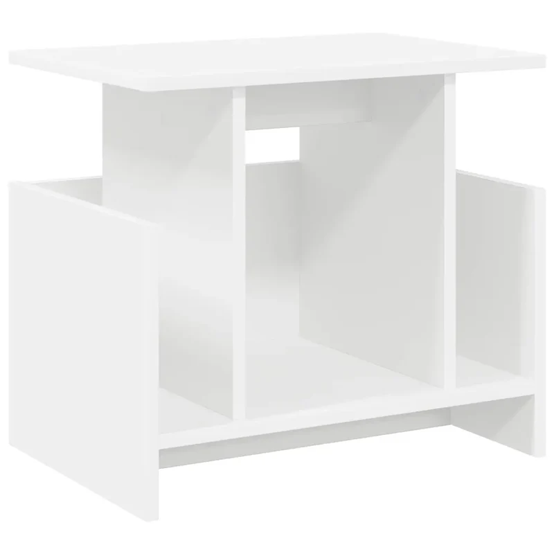 Meuble TV rectangulaire moderne avec rangement optimisé 50 x 35 x 45 cm en bois d'ingénierie blanc 02_0054715