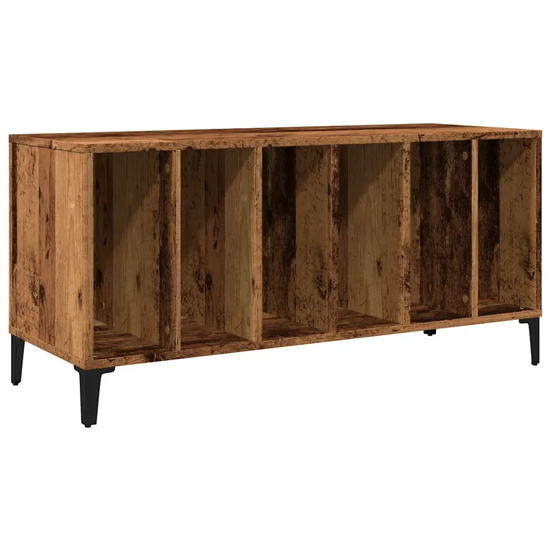 Armoire à disques classique espace de rangement 100 x 38 x 48 cm en bois vieux bois 02_0051064
