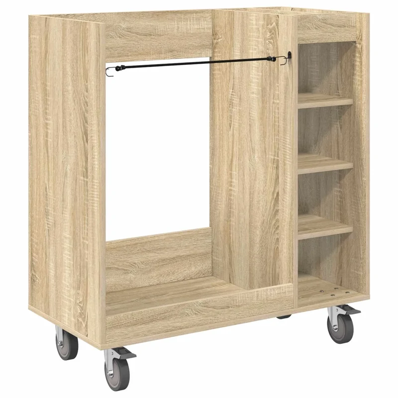 Armoire de rangement moderne avec roues grand espace de stockage 90 x 45 x 98 cm en bois chêne sonoma 02_0055065