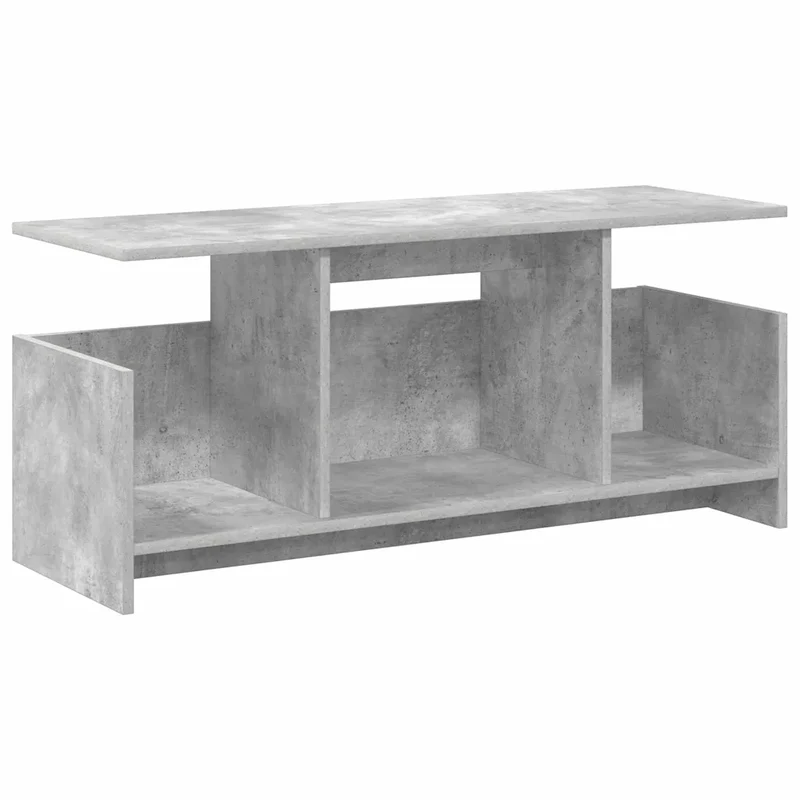 Meuble TV rectangulaire design moderne rangement intérieur 102 x 35 x 45 cm en bois d'ingénierie gris béton 02_0054710
