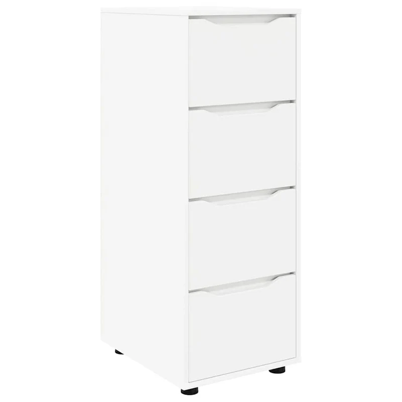Armoire de rangement minimaliste ajustable 40 x 48 x 105 cm avec tiroirs fonctionnels en bois d'ingénierie blanc 02_0054651