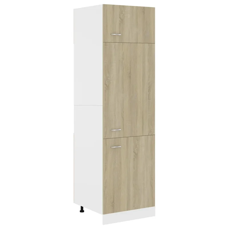 Armoire de rangement ergonomique cuisine avec quatre étagères 60 x 57 x 207 cm en bois d'ingénierie chêne sonoma 02_0047708