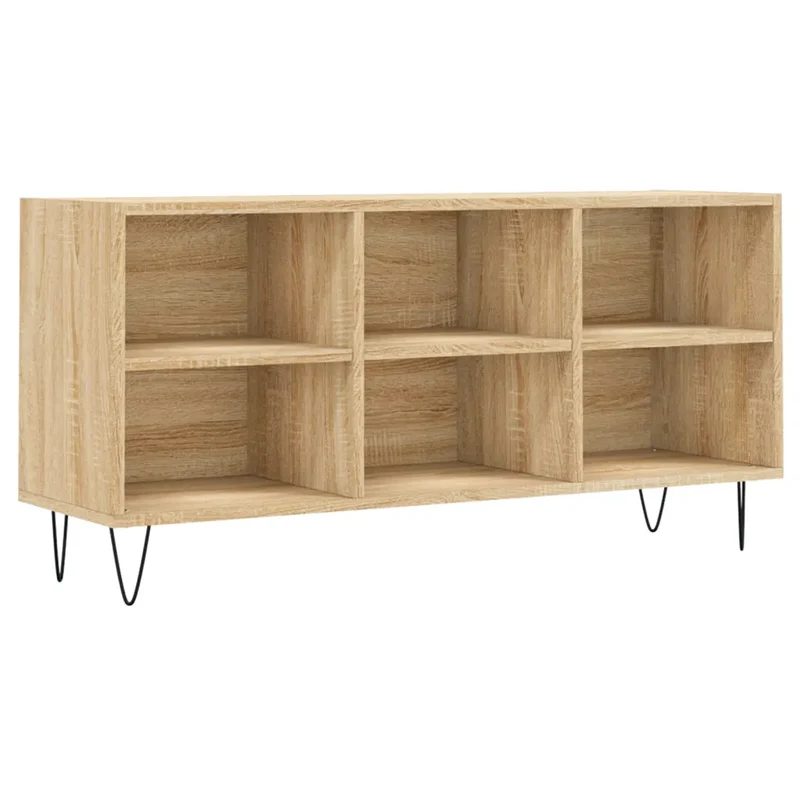 Meuble TV chêne sonoma avec 6 compartiments rangement moderne salon 103,5 x 30 x 50 cm en bois chêne sonoma 02_0048550