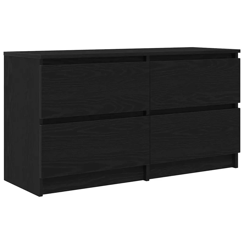 Meuble TV noir grand espace de rangement 100 x 35 x 54 cm moderne design en bois d'ingénierie noir 02_0051744