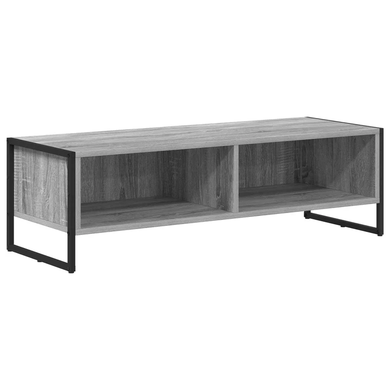Meuble TV rectangulaire moderne avec rangement pratique 100 x 36,5 x 30,5 cm en bois d'ingénierie gris sonoma 02_0054556