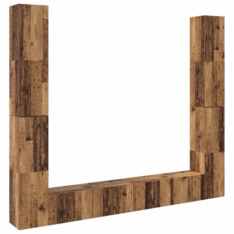 Lot de 6 meubles TV muraux modernes rangement stylé 100 x 30 x 30 cm en bois d'ingénierie vieux bois 02_0055879