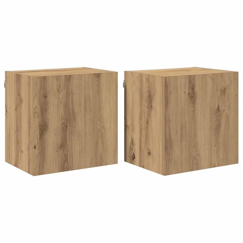 Lot de 2 meubles TV muraux modernes 40,5 x 30 x 40 cm rangement pratique style épuré en bois d'ingénierie chêne artisanal 02_0052798