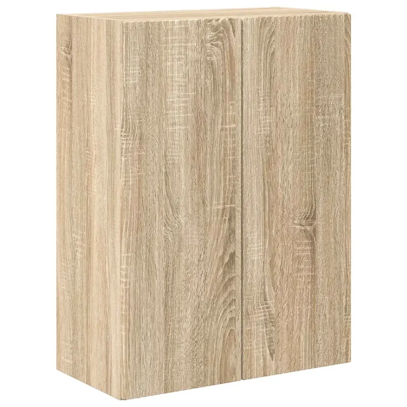 Meuble TV mural rectangulaire design contemporain plusieurs compartiments 59,5 x 31 x 80 cm en bois d'ingénierie chêne sonoma 02_0055032