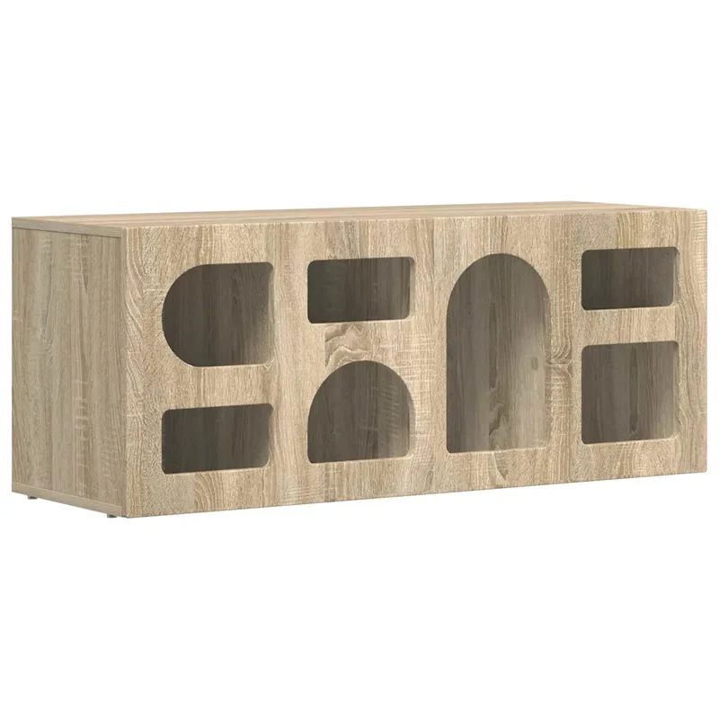 Meuble TV rectangulaire moderne pratique avec rangement 100 x 35 x 40 cm en bois d'ingénierie chêne sonoma 02_0054757