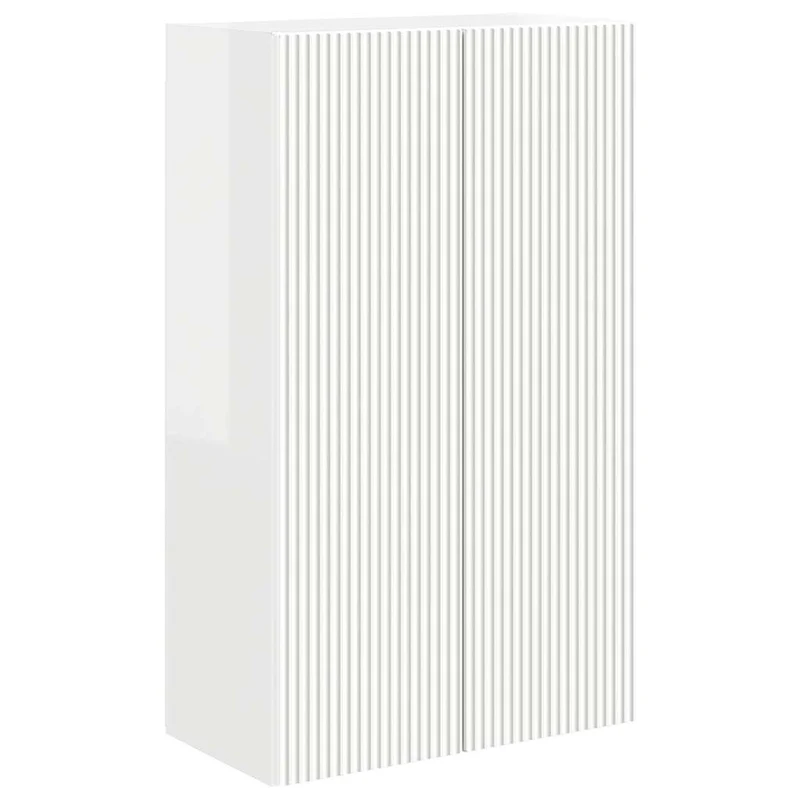 Meuble TV mural moderne avec rangement maximal 59,5 x 31 x 100 cm en bois d'ingénierie blanc brillant 02_0055043