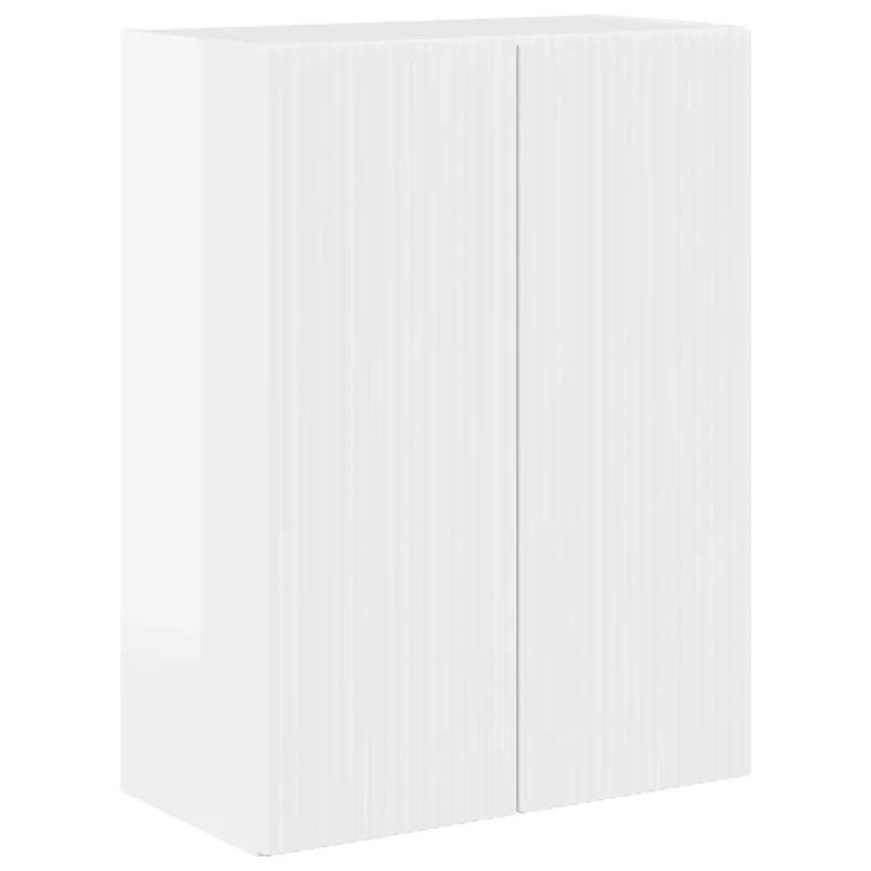 Meuble TV mural moderne rectangulaire 59,5 x 31 x 80 cm avec portes pivotantes en bois blanc brillant 02_0055034