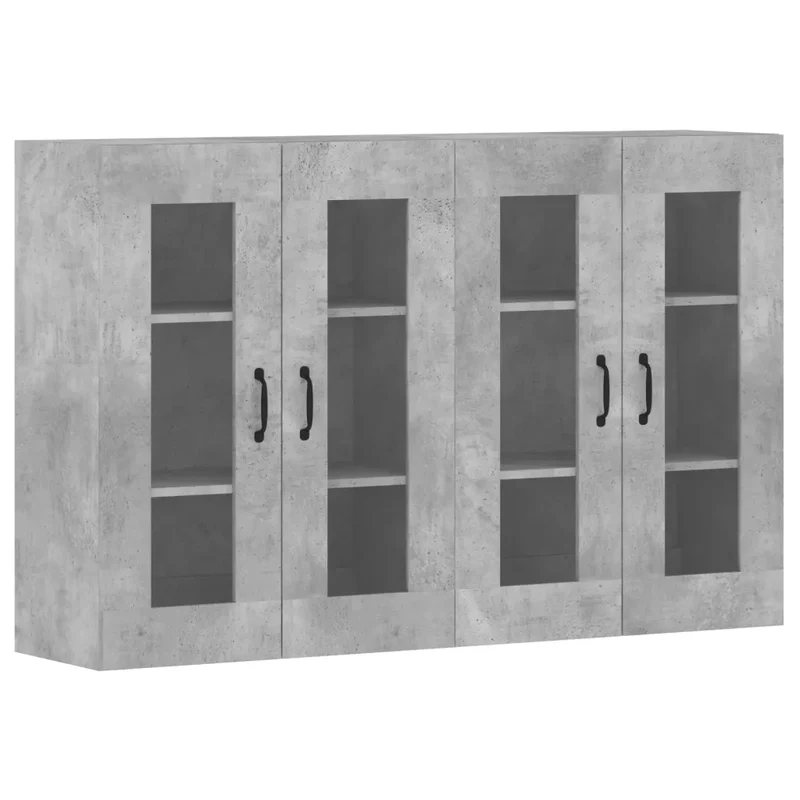 Lot de 2 armoires murales pratiques rangement grand espace 69,5 x 34 x 90 cm en bois d'ingénierie gris béton 02_0055408