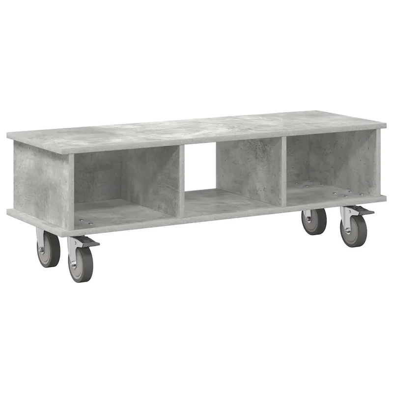 Meuble TV rectangulaire moderne rangement multi-usages salon 100 x 35 x 35 cm en bois d'ingénierie gris béton 02_0054734