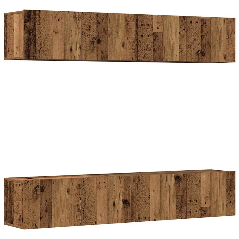 Lot de 4 meubles TV muraux modernes rangement pratique 80 x 30 x 30 cm en bois d'ingénierie vieux bois 02_0055854