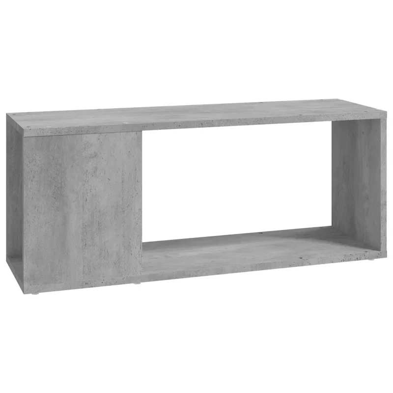 Meuble TV classique épuré 80 x 24 x 32 cm design décoratif ambiance cosy en bois d'ingénierie gris béton 02_0047980