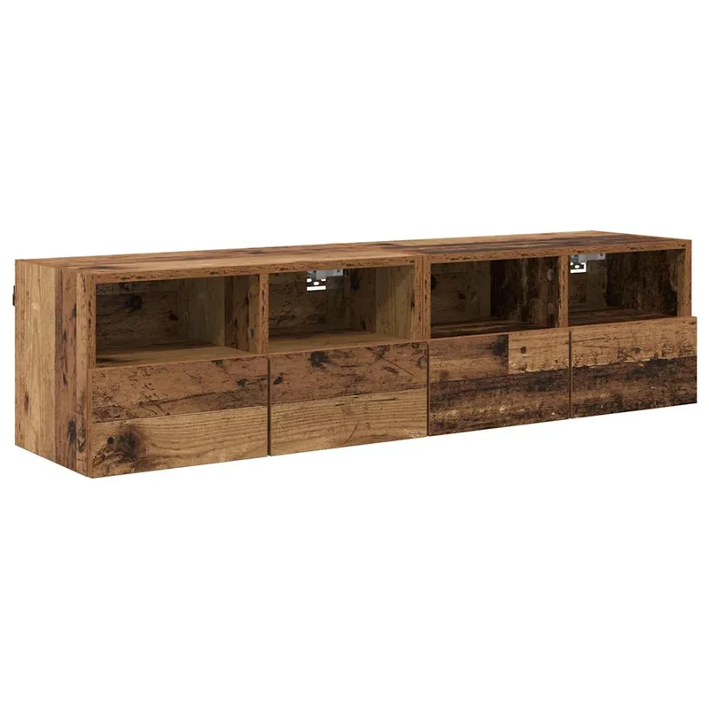 Lot de 2 meubles TV muraux pratiques design minimaliste 60 x 30 x 30 cm en bois d'ingénierie ancien 02_0052785