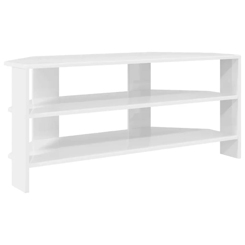 Meuble TV d'angle moderne avec rangement pratique 102 x 40,5 x 45 cm en bois d'ingénierie blanc 02_0054675