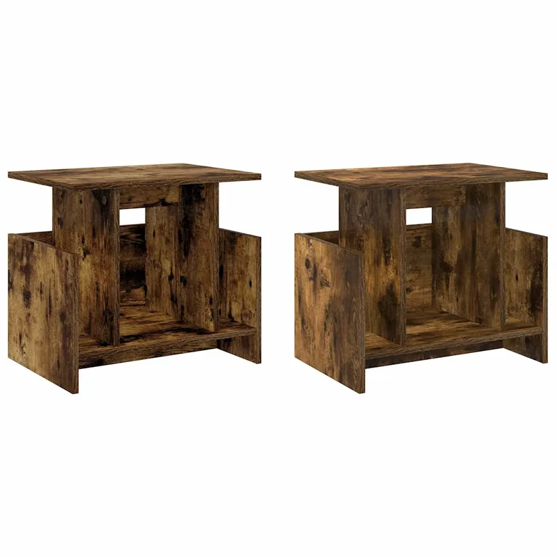 Lot de 2 meubles TV rectangulaires modernes pour salon rangement spacieux 50 x 35 x 45 cm en bois d'ingénierie chêne fumé 02_0054724