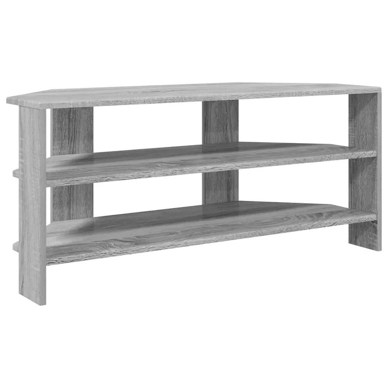 Meuble TV d'angle moderne design épuré 102 x 40,5 x 45 cm rangement pratique en bois d'ingénierie gris sonoma 02_0054677