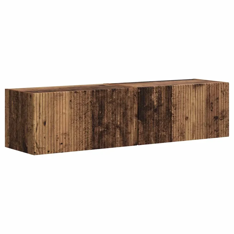 Lot de 2 meubles TV muraux modernes avec étagères pratiques 60 x 31 x 29 cm en bois d'ingénierie bois ancien 02_0054896