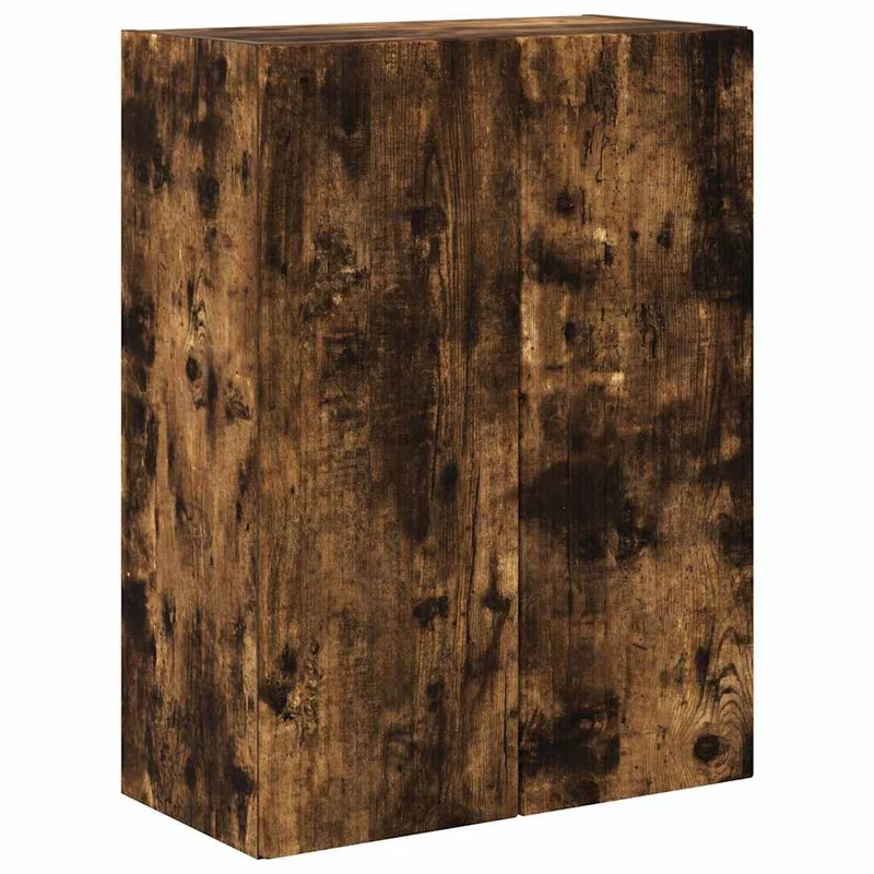 Meuble TV mural rectangulaire pratique moderne 59,5 x 31 x 80 cm en bois d'ingénierie chêne fumé 02_0055035