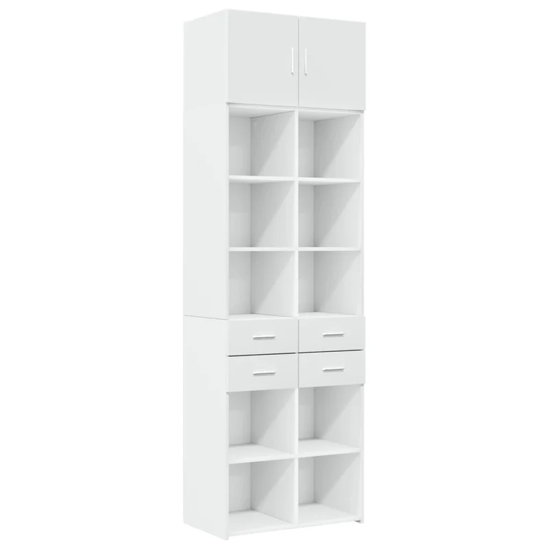 Armoire de rangement haute moderne espace optimiser 70 x 42,5 x 225 cm en bois d'ingénierie blanc 02_0055586