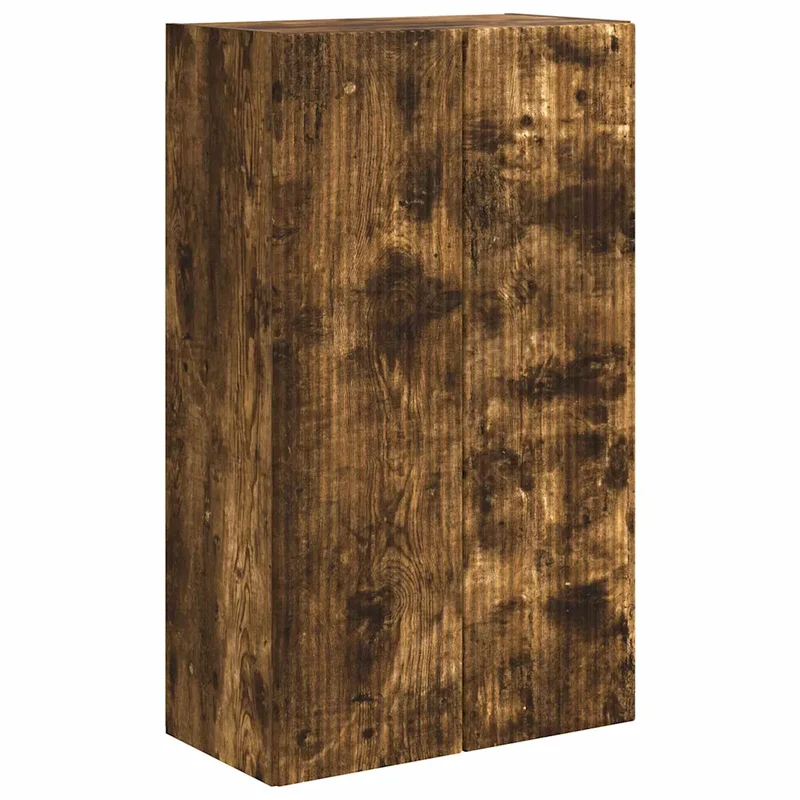 Meuble TV mural rectangulaire moderne 59,5 x 31 x 100 cm pratique avec rangements en bois d'ingénierie chêne fumé 02_0055044