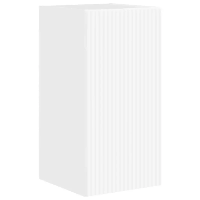 Meuble TV mural moderne avec rangements pratiques 30 x 31 x 60 cm en bois d'ingénierie blanc brillant 02_0054957