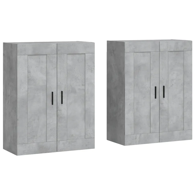 Lot de 2 armoires murales rangement polyvalent 69,5 x 34 x 90 cm en bois d'ingénierie gris béton 02_0055487