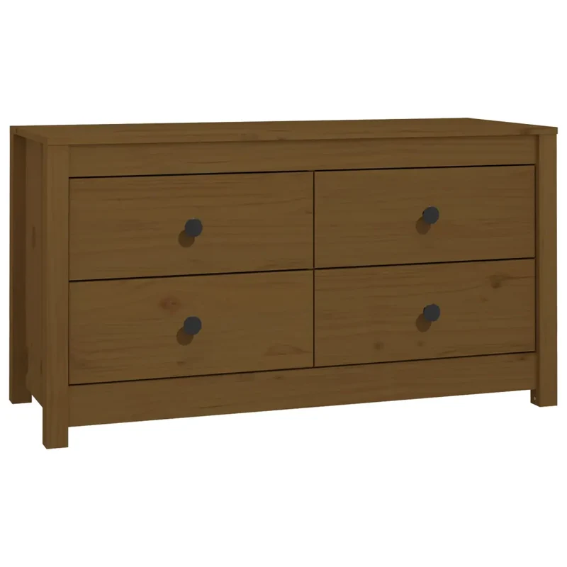 Armoire latérale rustique bois massif rangement pratique 100 x 40 x 54 cm en bois de pin marron miel 02_0048466