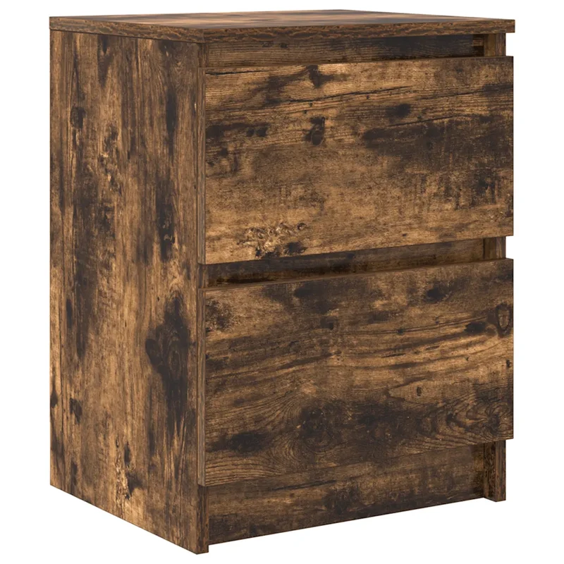 Meuble TV ou table de chevet avec grand espace de rangement 40 x 35 x 54 cm en bois d'ingénierie chêne fumé 02_0051721