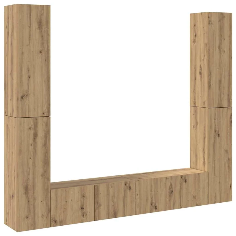 Lot de 6 meubles TV muraux 80 x 30 x 30 cm moderne style épuré rangement en bois d'ingénierie chêne artisanal 02_0055878