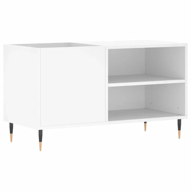 Armoire à disques classique ouverte 85 x 38 x 48 cm grand espace de rangement style industriel en bois blanc 02_0049100