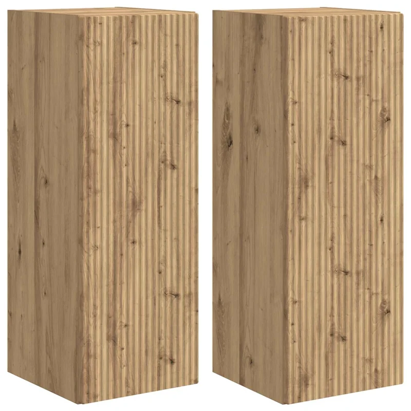 Meuble TV mural moderne gain de place 30 x 31 x 80 cm en bois d'ingénierie chêne artisan 02_0054984