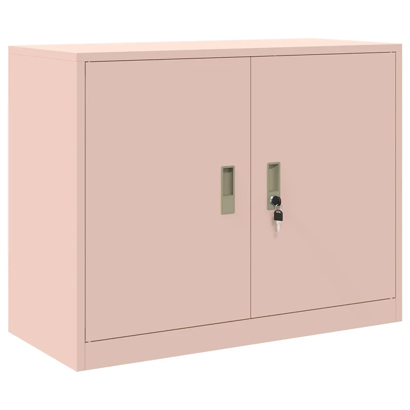 Armoire de rangement moderne avec portes verrouillables 90 x 40 x 70 cm en acier laminé à froid rose 02_0054810
