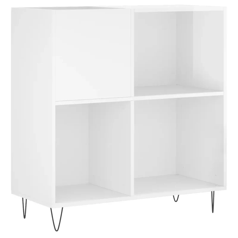 Armoire à disques moderne pratique rangement 84,5 x 38 x 89 cm style industriel en bois d'ingénierie blanc brillant 02_0049169