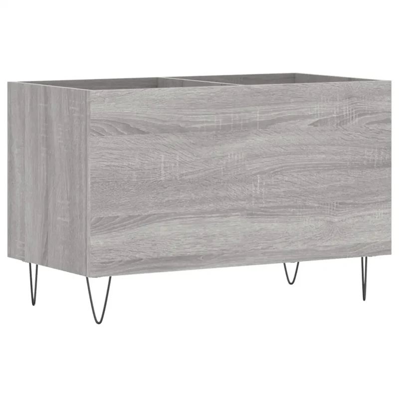 Armoire à disques pratique style industriel rangement 74,5 x 38 x 48 cm en bois d'ingénierie gris 02_0049132