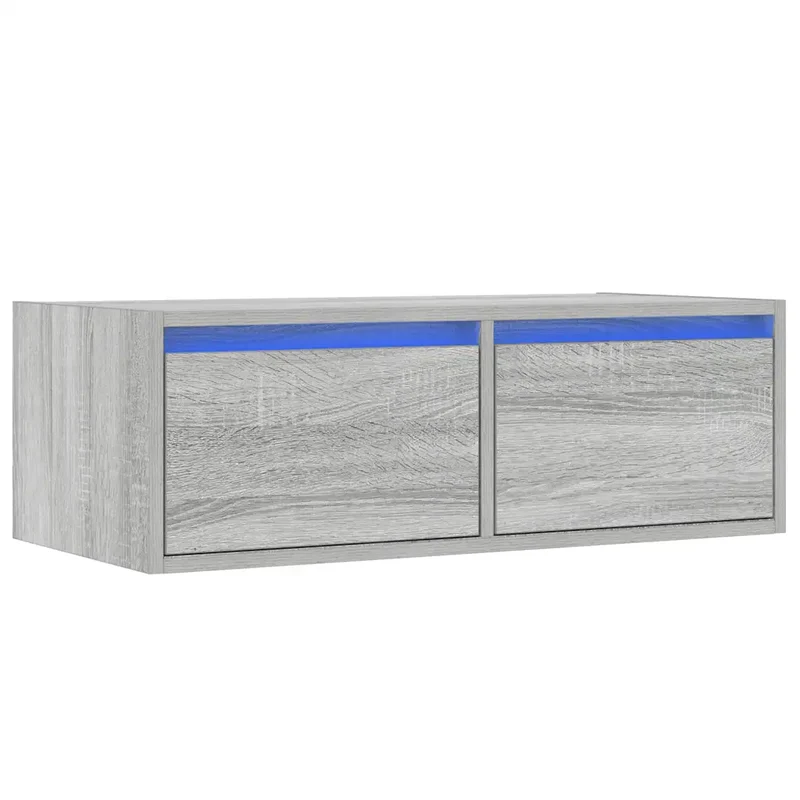 Meuble TV mural pratique avec rangement 75 x 35 x 25 cm en bois d'ingénierie gris 02_0051323