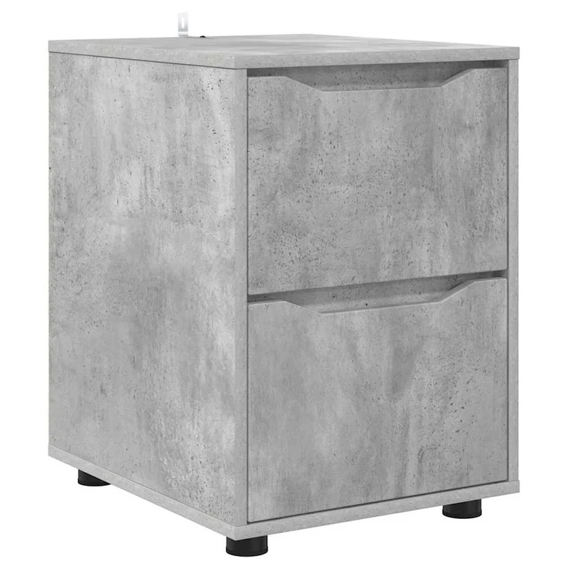 Armoire de rangement rectangulaire 40 x 48 x 57 cm avec tiroirs pratiques style minimaliste en bois d'ingénierie gris béton 02_0054614