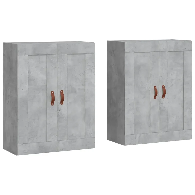 Lot de 2 armoires murales pratiques rangement décoratif 69,5 x 34 x 90 cm en bois gris béton 02_0055463