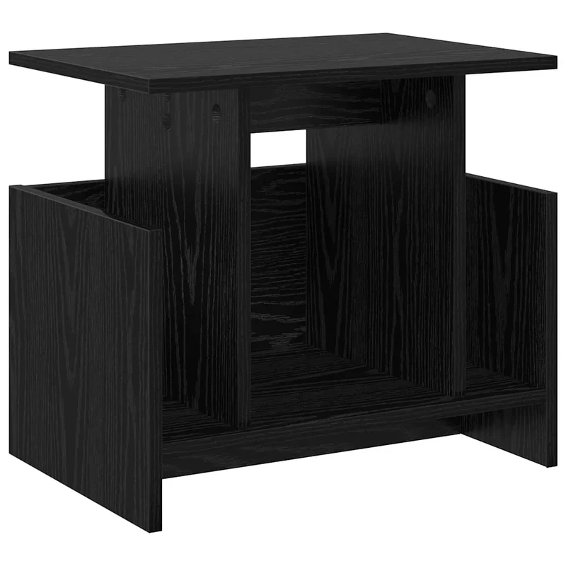Meuble TV rectangulaire moderne rangement fonctionnel 50 x 35 x 45 cm en bois d'ingénierie noir 02_0054717