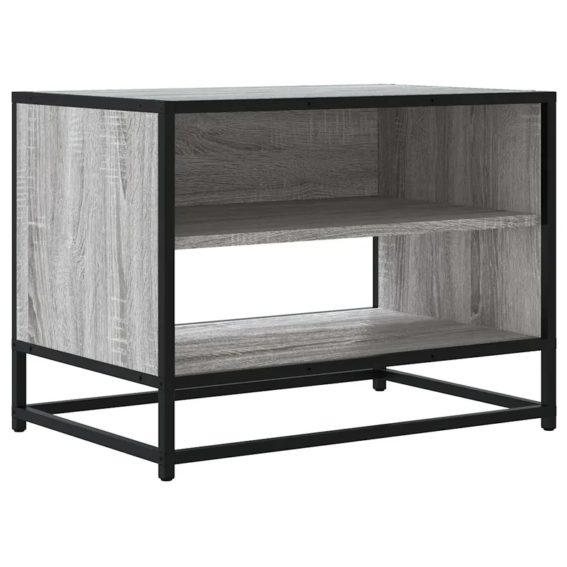 Meuble TV industriel avec grand rangement 61 x 40 x 46 cm style contemporain en bois d'ingénierie gris 02_0049618