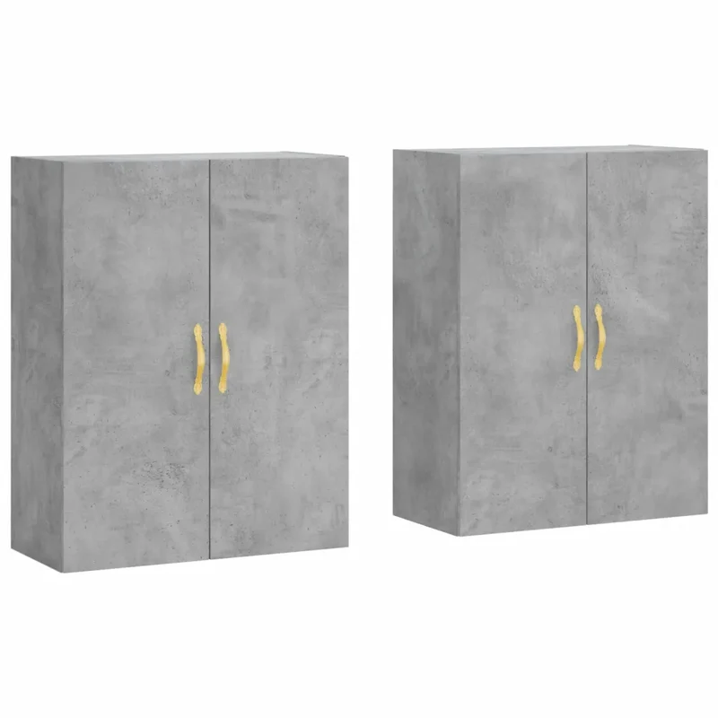 Lot de 2 armoires murales élégantes rangement intérieur 69,5 x 34 x 90 cm en bois d'ingénierie gris béton 02_0055350